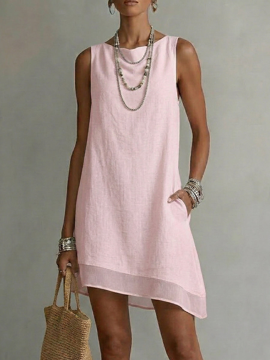 Beatrice | Boat-Neck Diagonal-Hem Dress