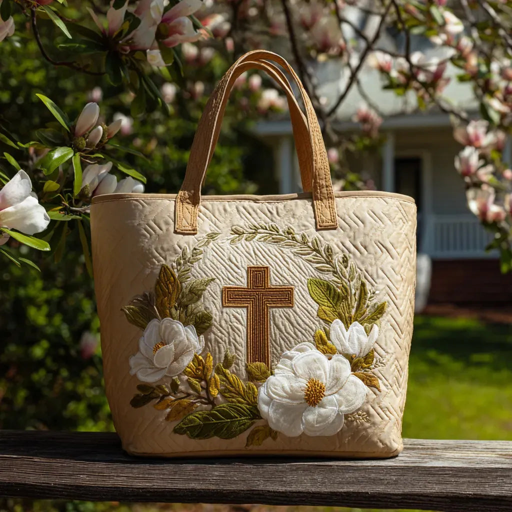 Bolso artesanal con cruz sagrada