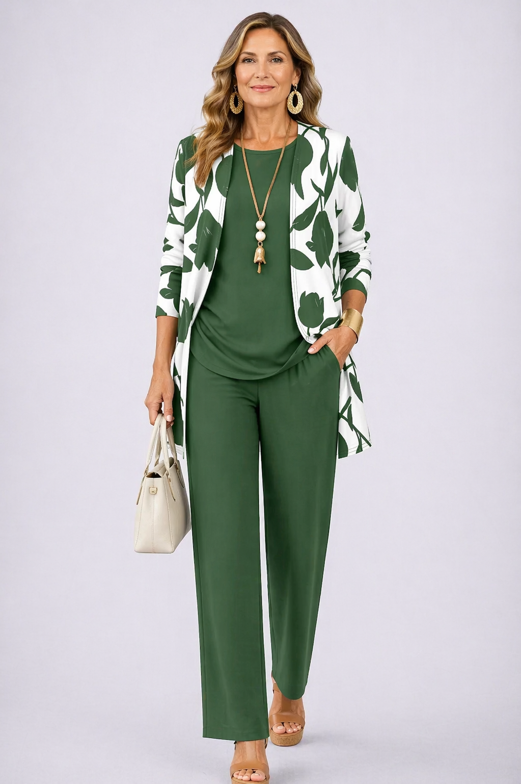 Brenda conjunto verde y blanco