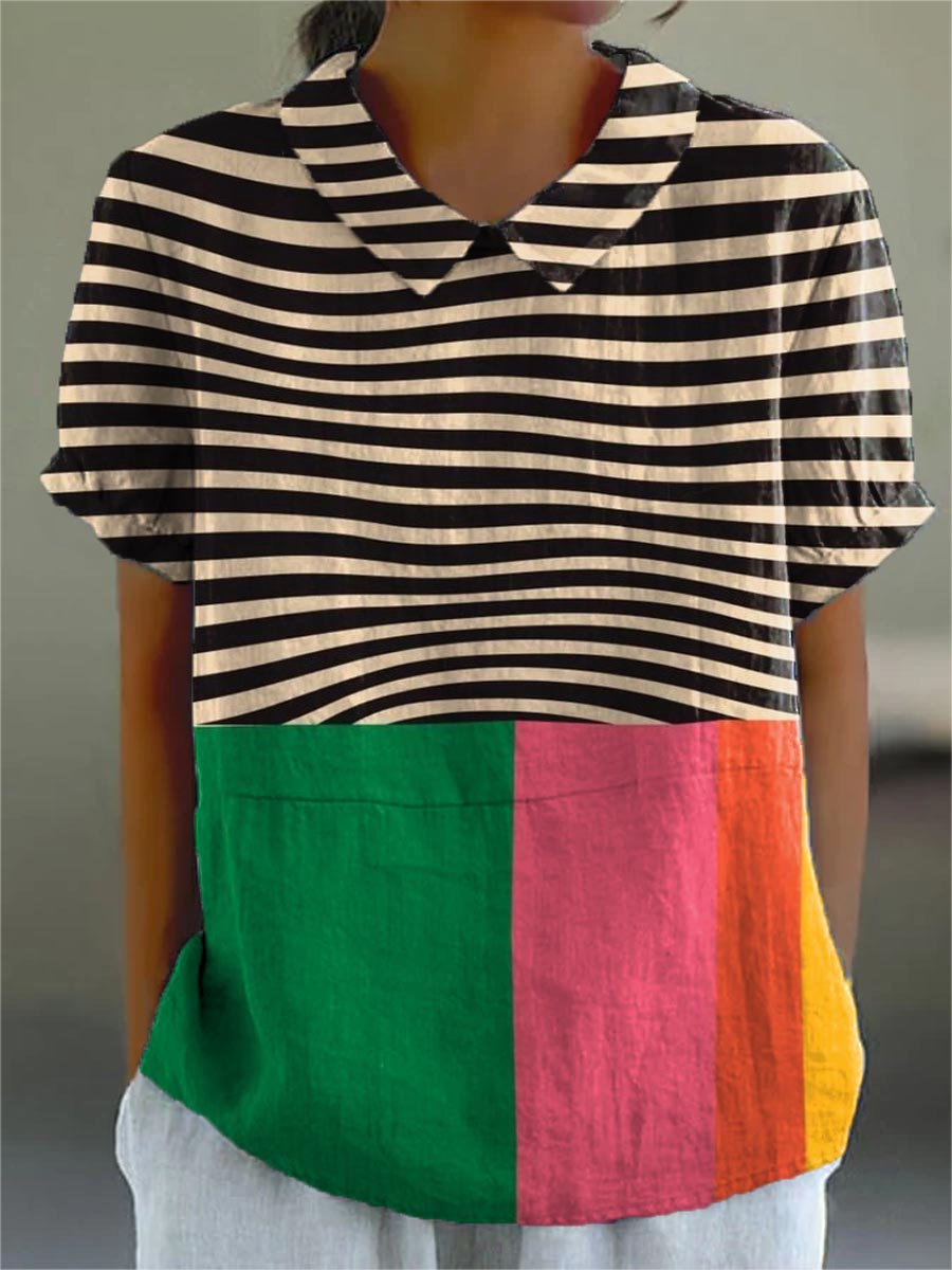 Eva | Camisa de rayas llamativas y bloques de color