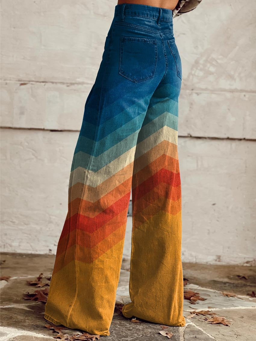 Léa | Retro Zigzag Wide-Leg Trousers