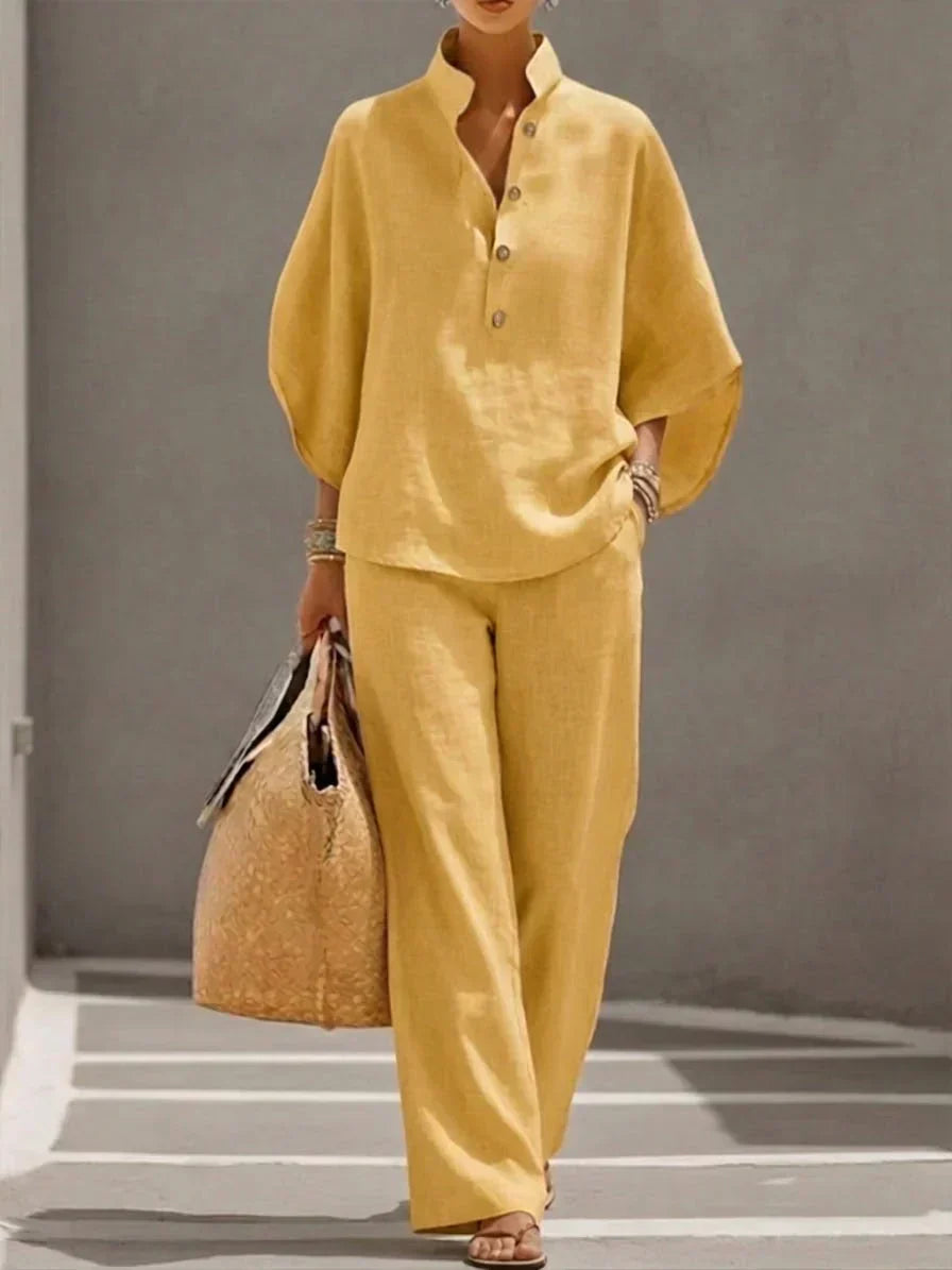 Maribel™ | Conjunto Top con Mangas Murciélago y Pantalón Ancho