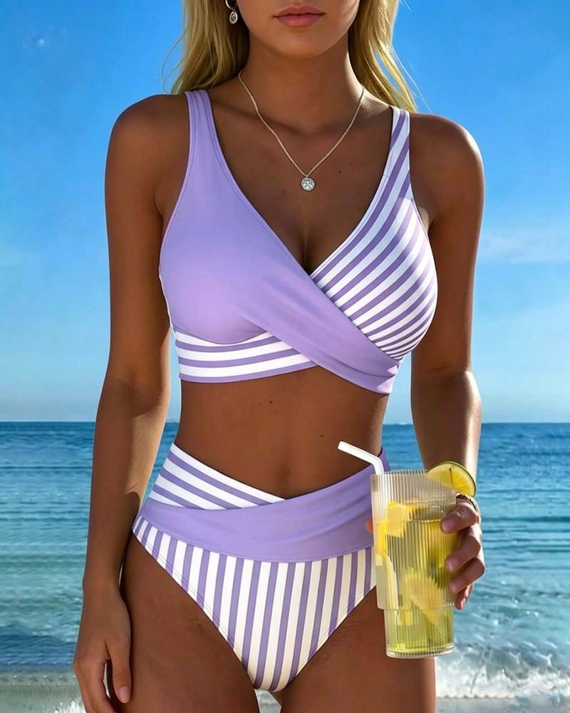 Bikini Cruzado Rayas Estampado