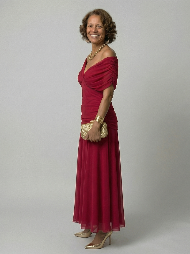 Calen | Vestido Midi Fluido con Escote Bardot
