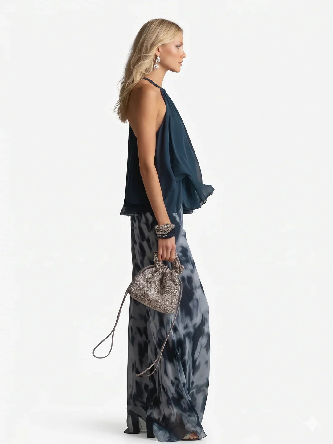 Conjunto elegante de dos piezas en gasa
