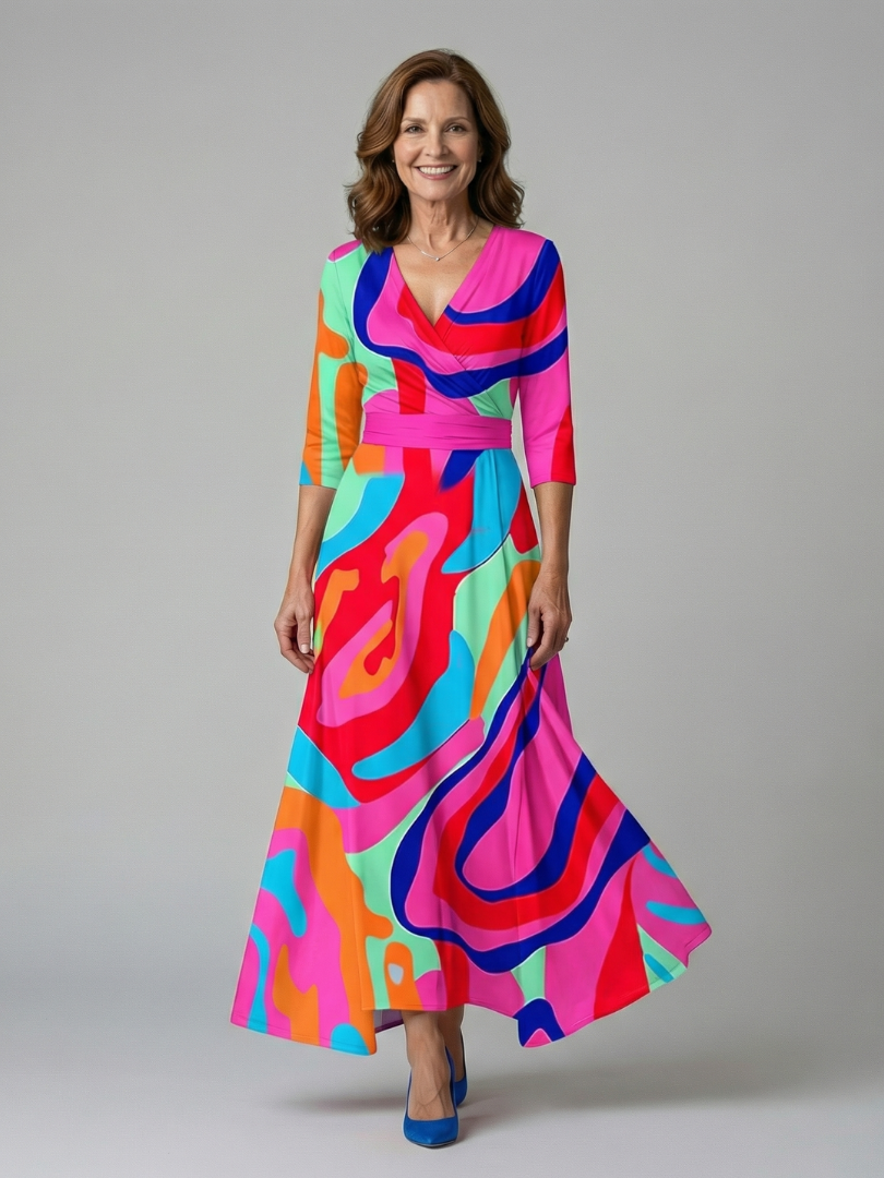 Celine | Vestido Midi con Cuello Cruzado