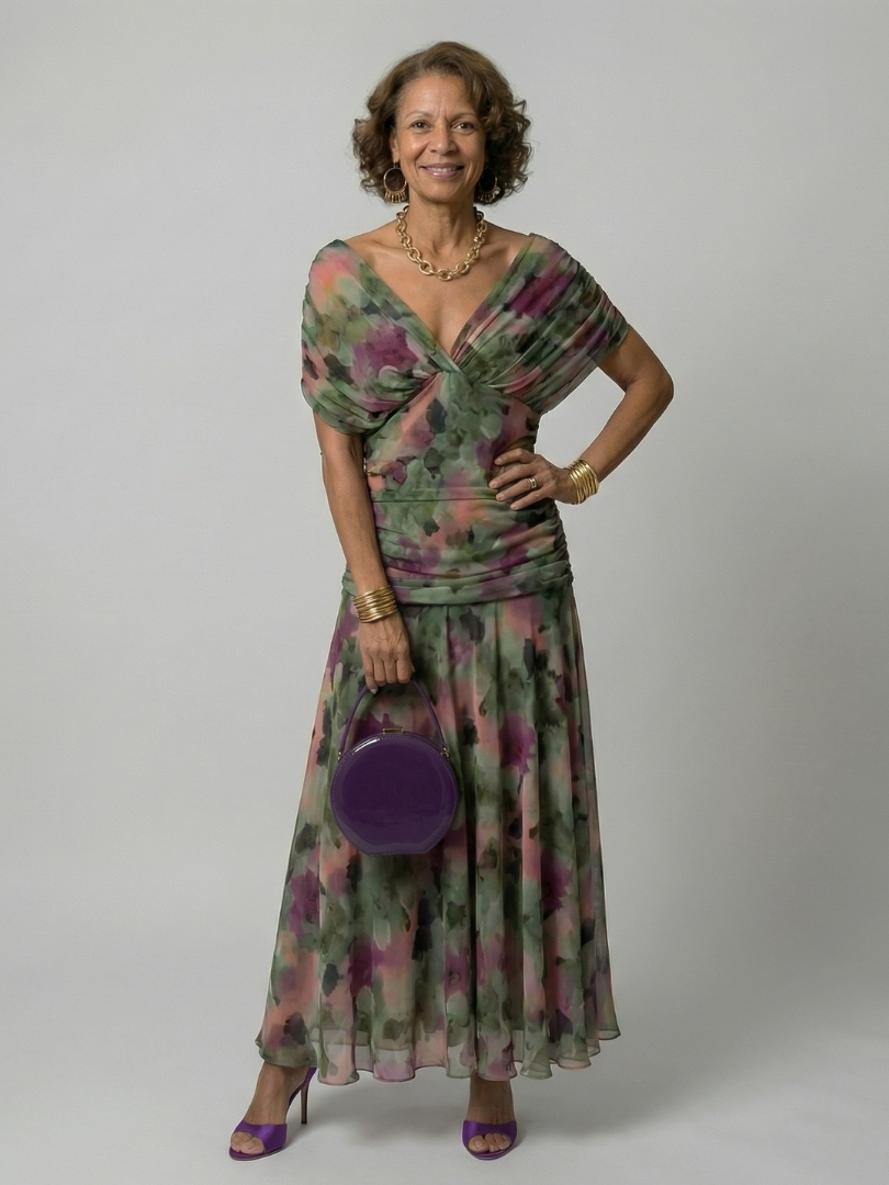 Calen | Vestido Midi Fluido con Escote Bardot