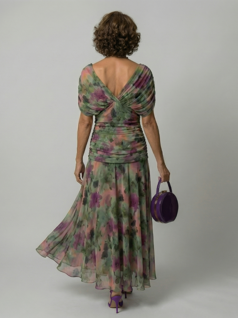 Calen | Vestido Midi Fluido con Escote Bardot