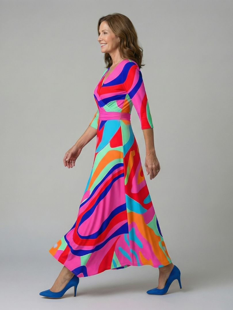 Celine | Vestido Midi con Cuello Cruzado