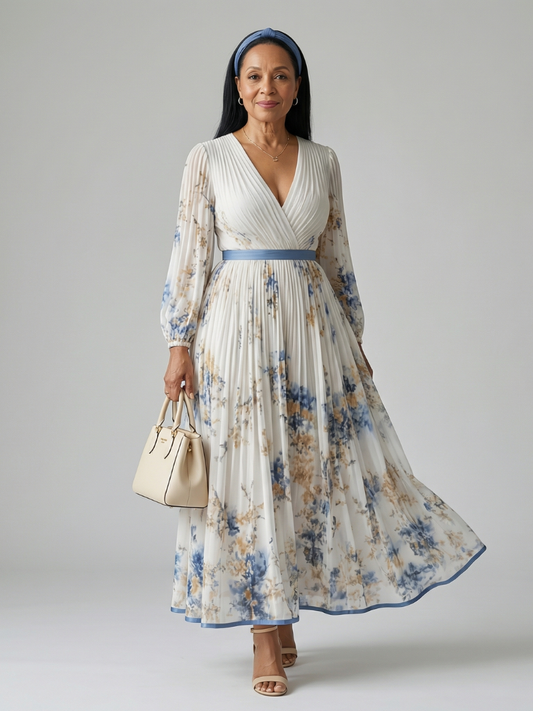 Vestido Midi con Falda Plisada