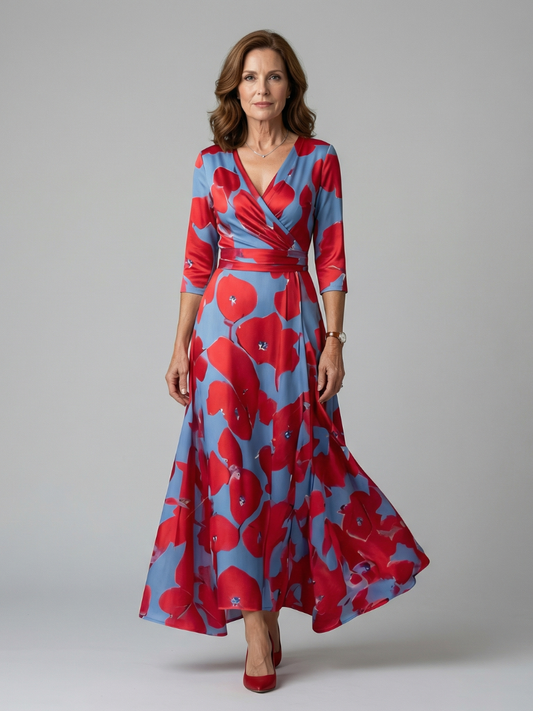 Celine | Vestido Midi con Cuello Cruzado