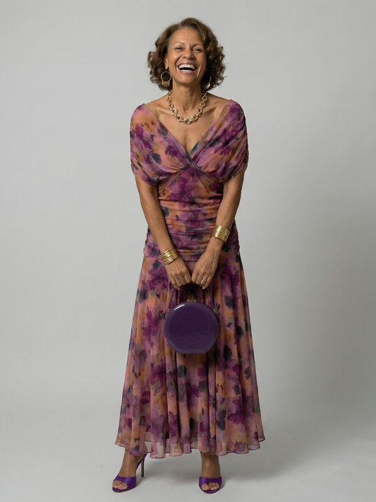 Calen | Vestido Midi Fluido con Escote Bardot