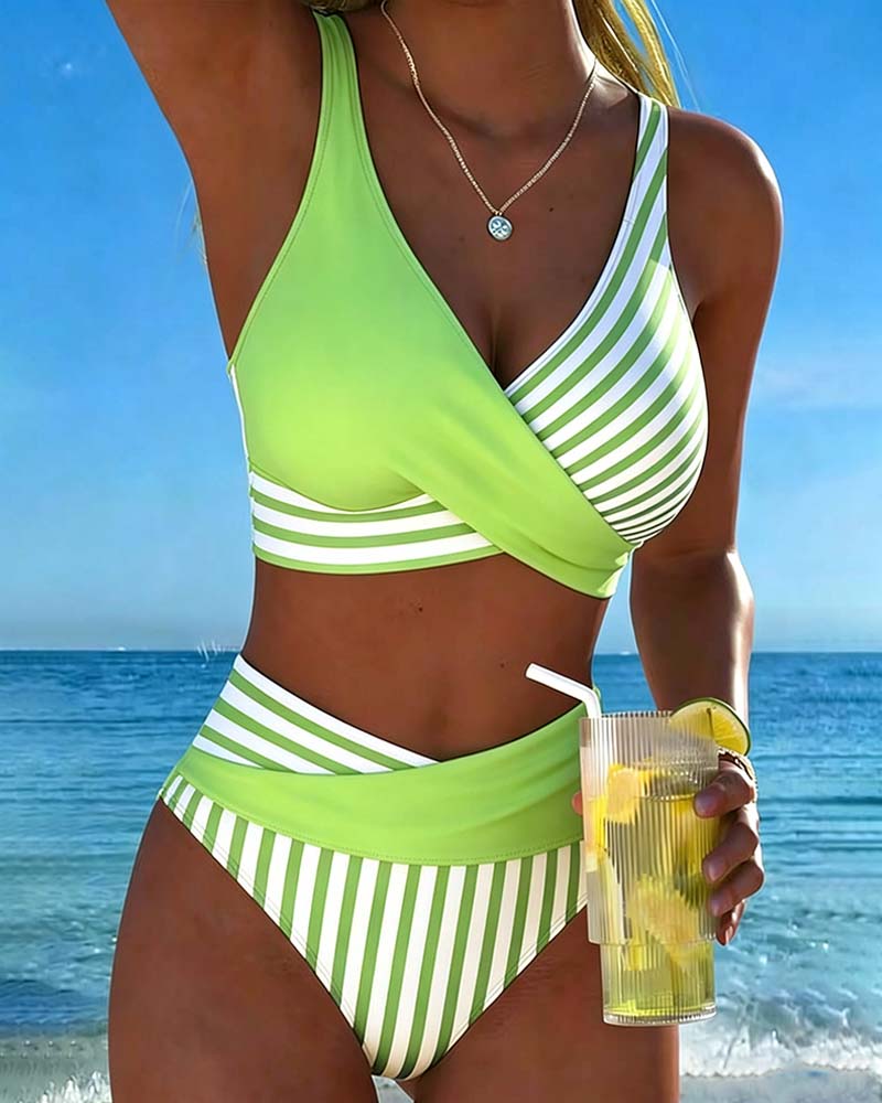Bikini Cruzado Rayas Estampado