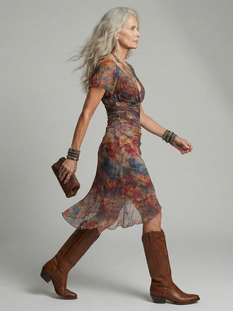Vestido Midi Fluido con Escote Halter