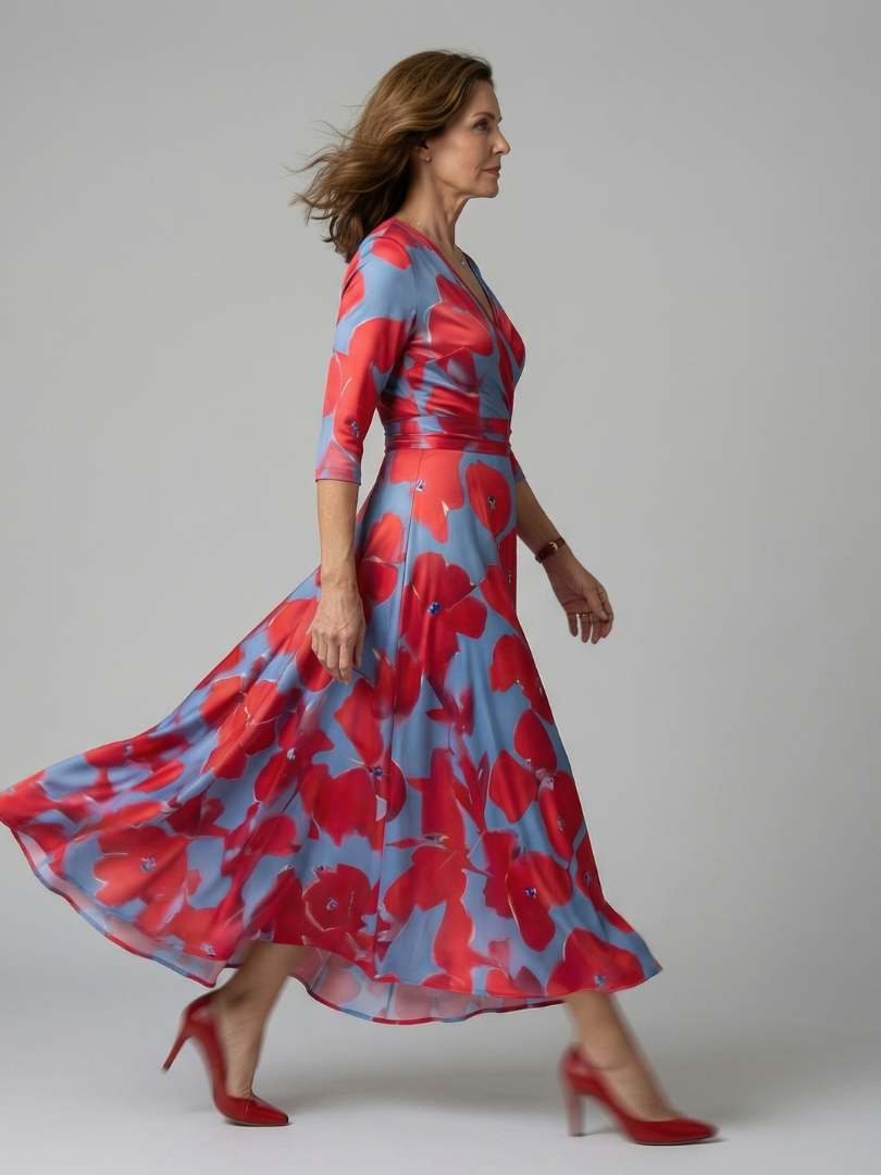 Celine | Vestido Midi con Cuello Cruzado