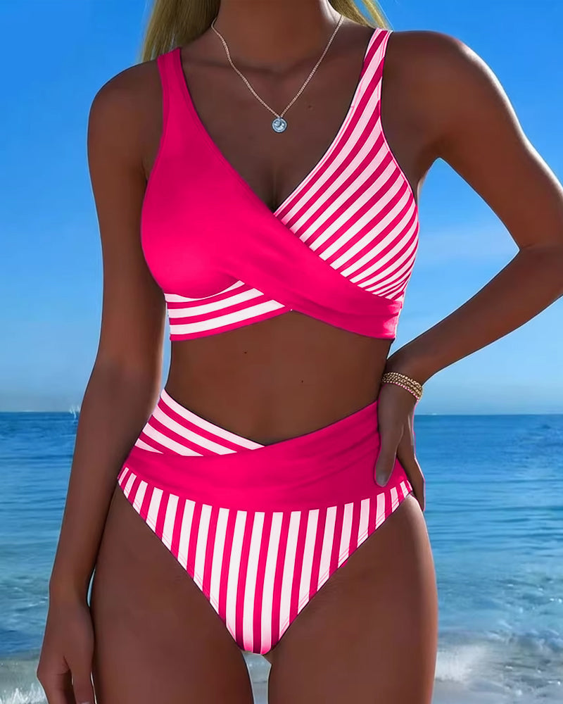 Bikini Cruzado Rayas Estampado