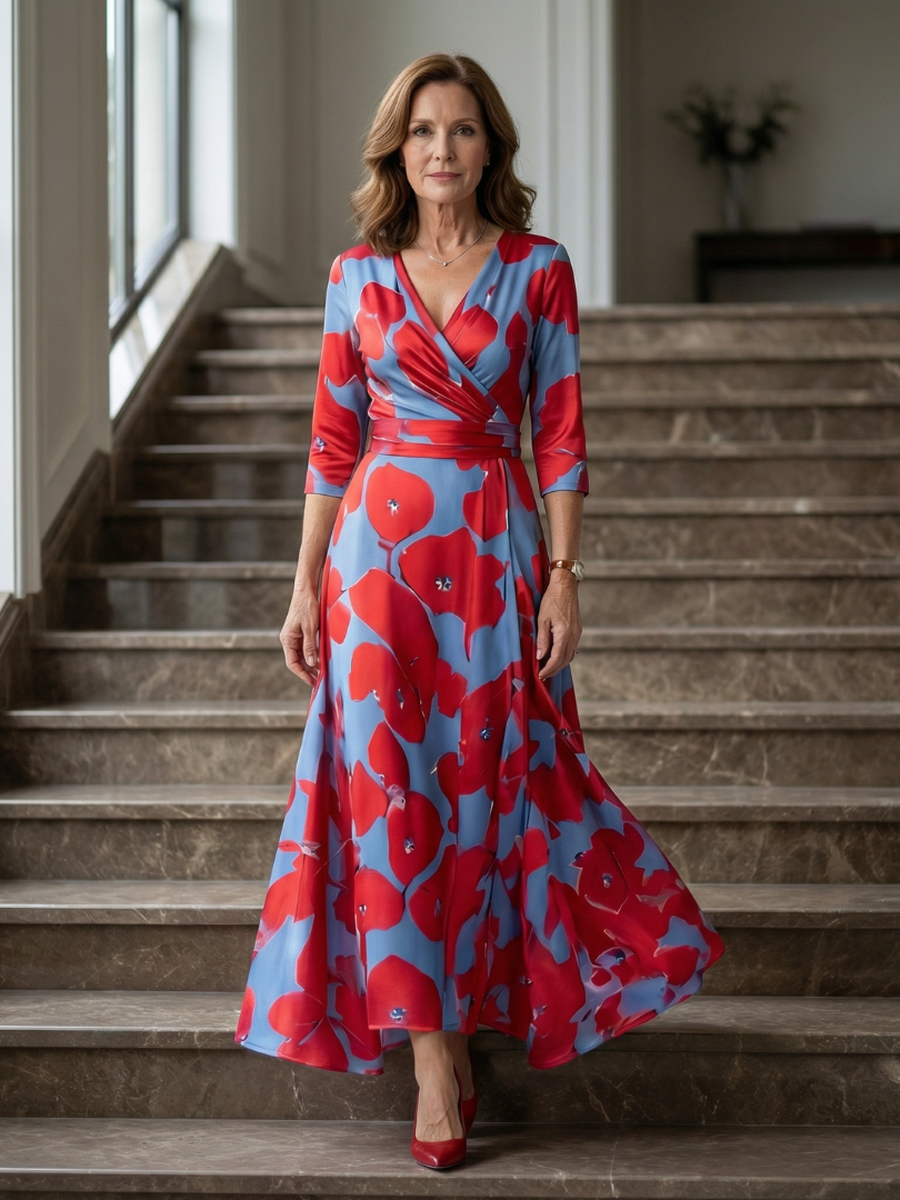 Celine | Vestido Midi con Cuello Cruzado
