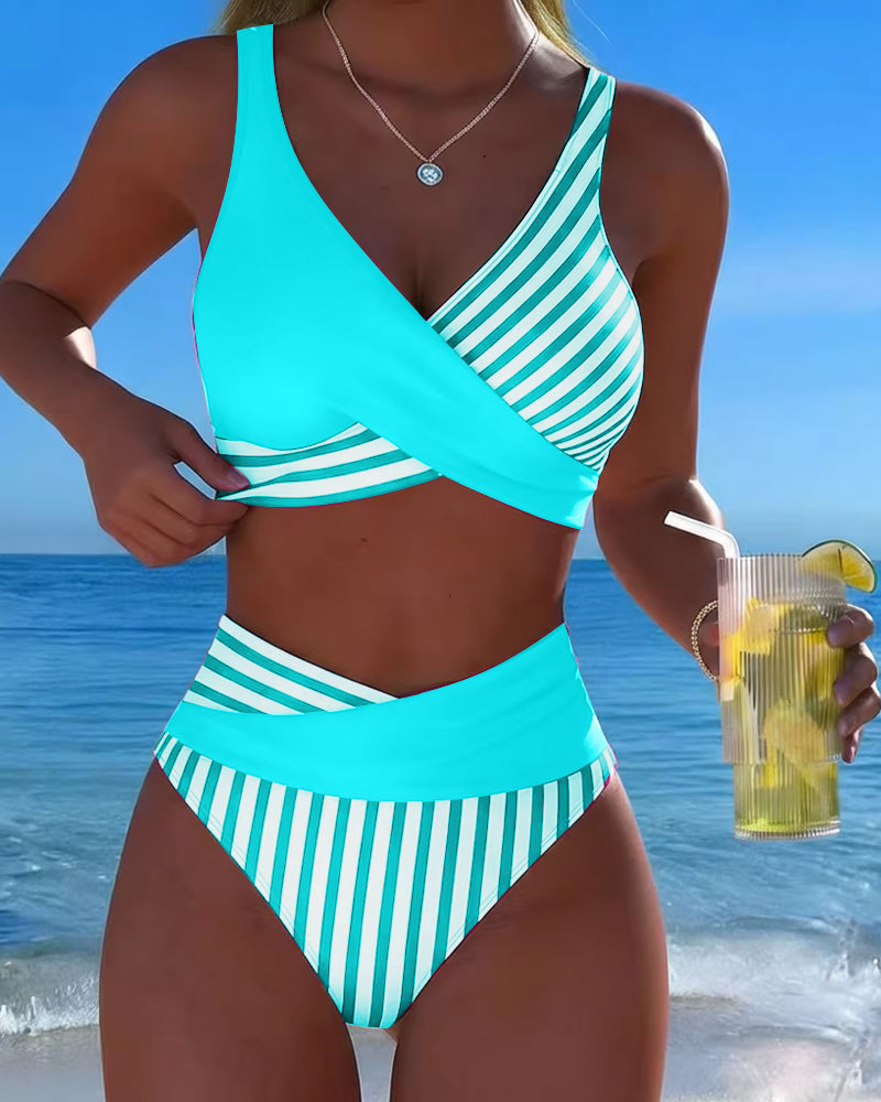 Bikini Cruzado Rayas Estampado