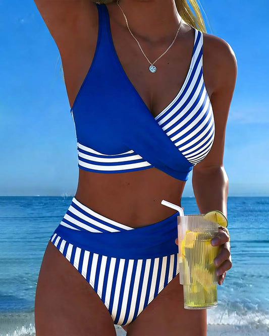 Bikini Cruzado Rayas Estampado