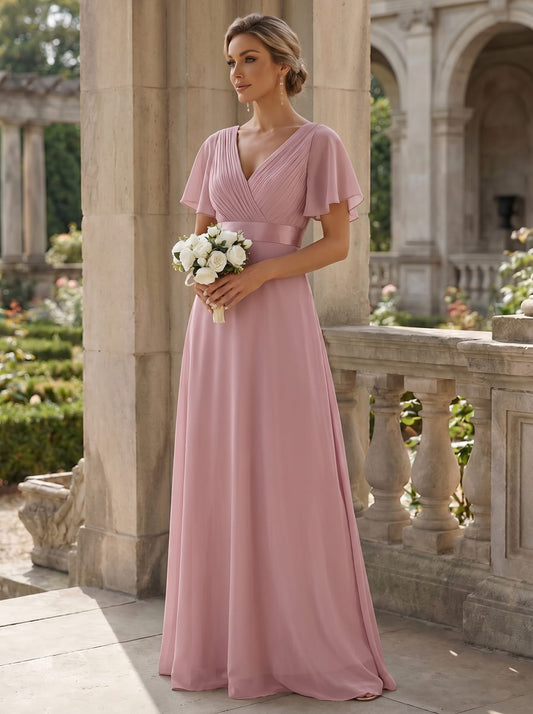 Monica vestido largo rosa polvorienta