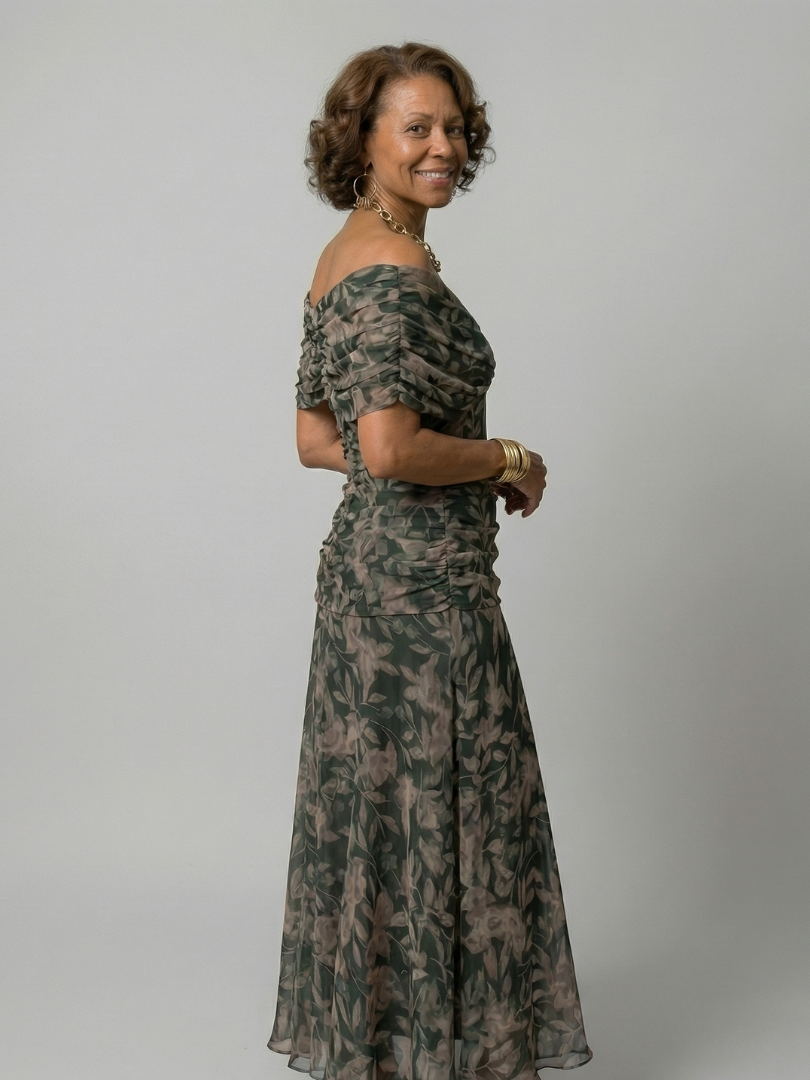 Calen | Vestido Midi Fluido con Escote Bardot
