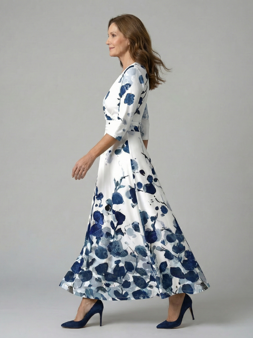 Celine | Vestido Midi con Cuello Cruzado