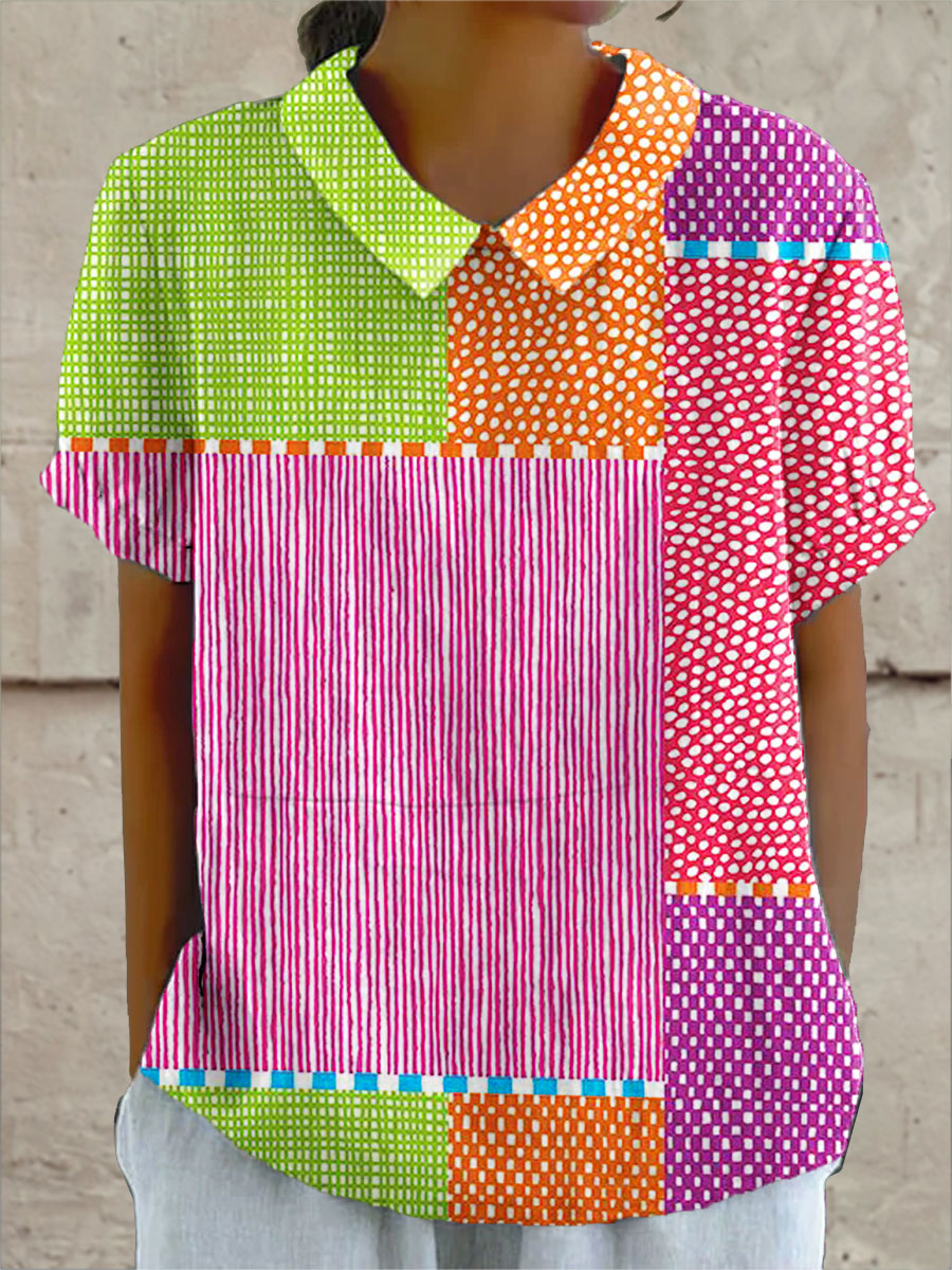Zoe | Camisa patchwork multicolor