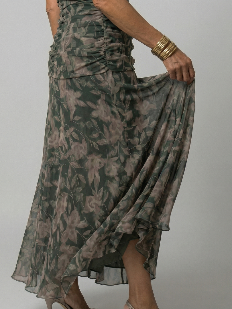 Calen | Vestido Midi Fluido con Escote Bardot
