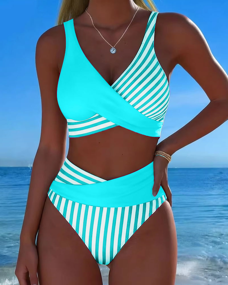 Bikini Cruzado Rayas Estampado