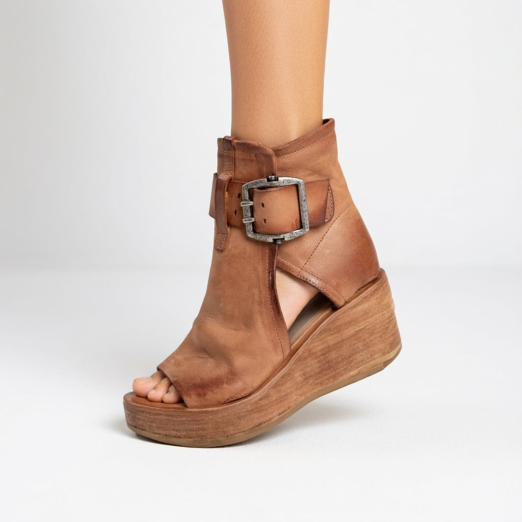 Lorena | Open-Toe Wedge Ankle Boots