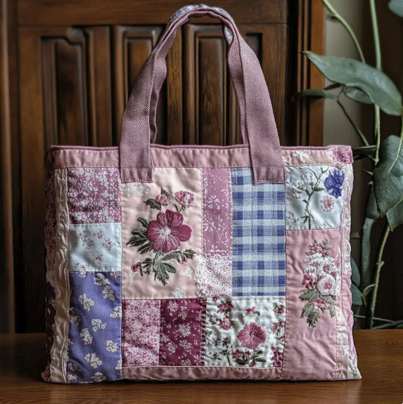 Bolso acolchado hecho a mano con mezcla de flores