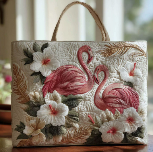 Bolso acolchado hecho a mano con flamencos