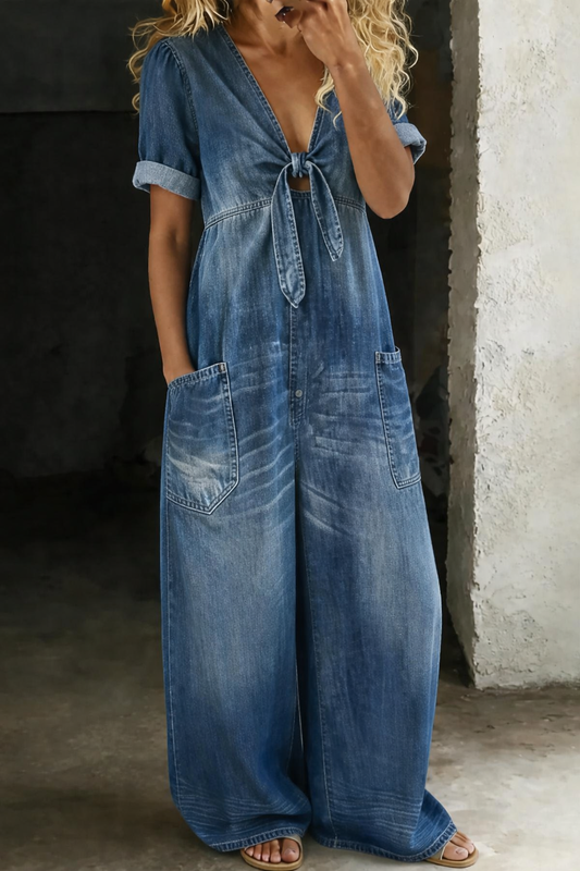 Maya Conjunto denim cuello V