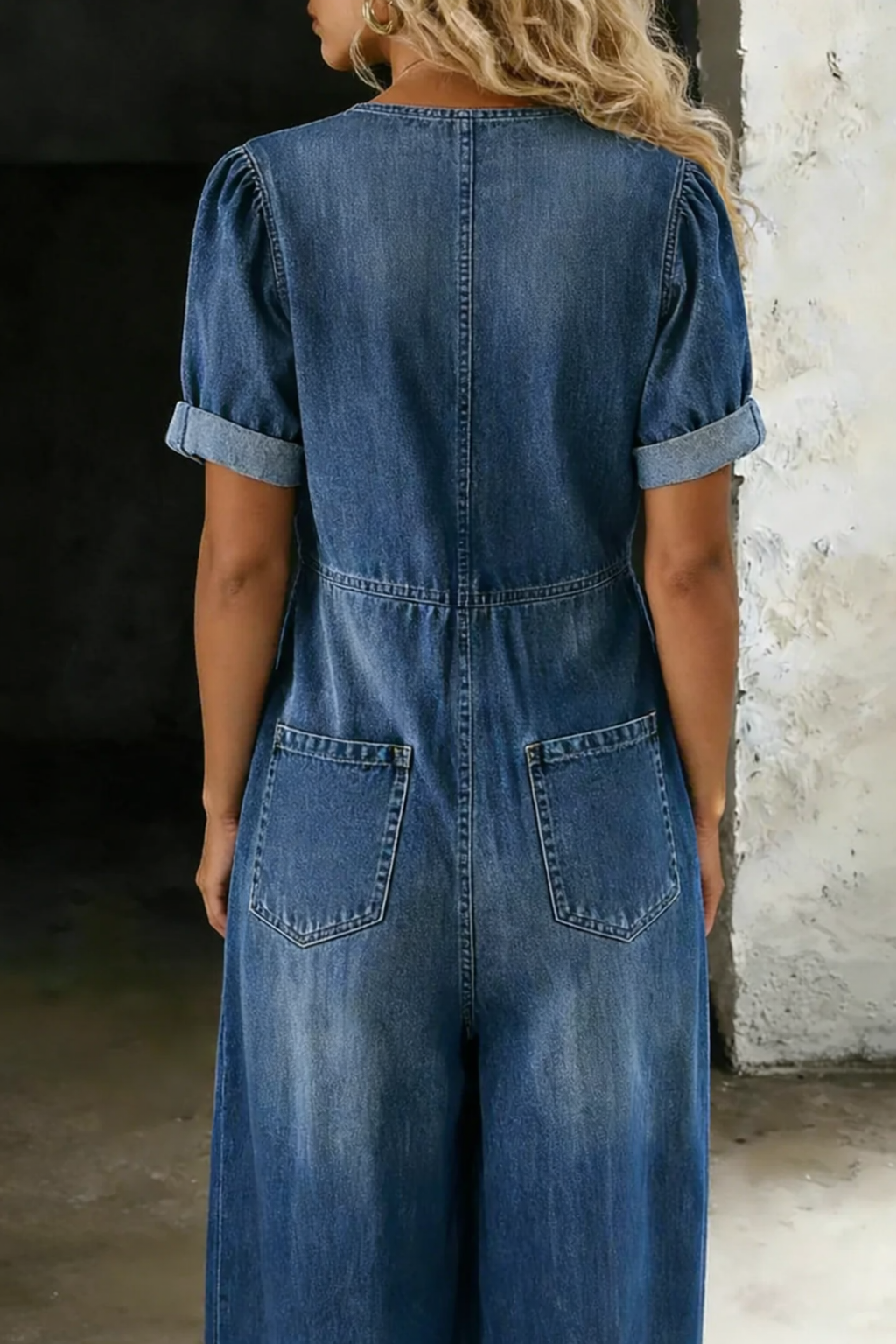 Maya Conjunto denim cuello V frente