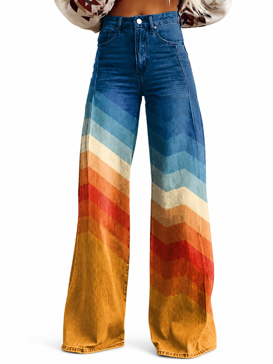 Léa | Retro Zigzag Wide-Leg Trousers