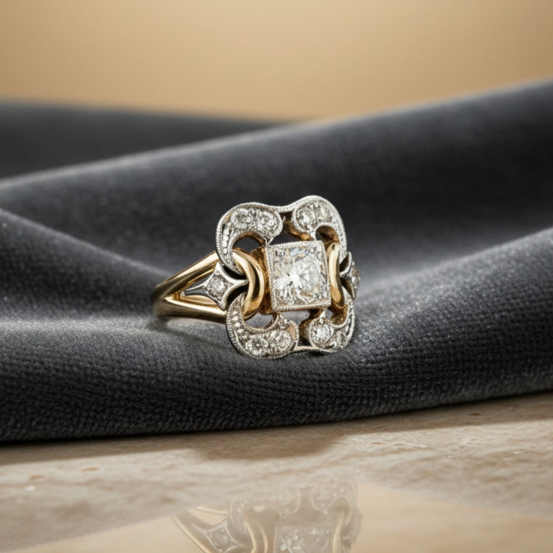 Anillo vintage de circonia