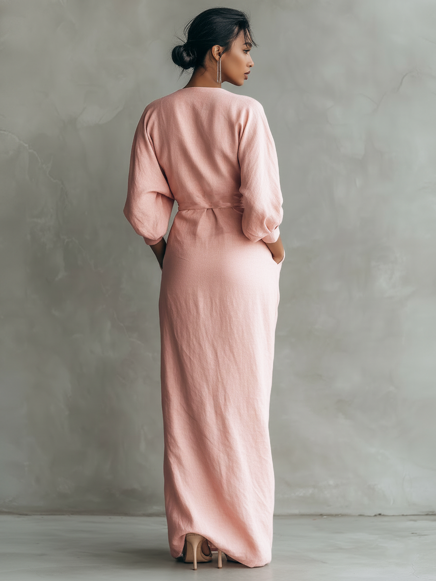 Vestido maxi lino frente