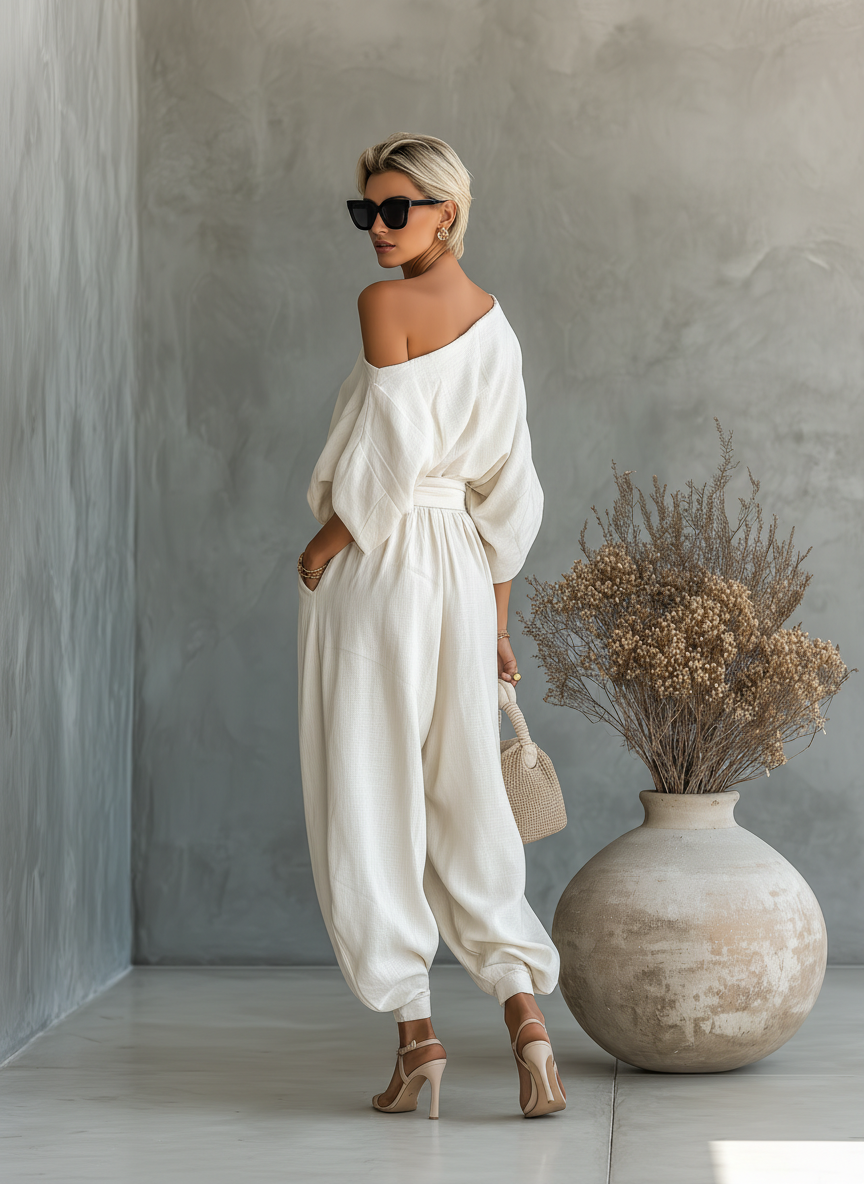 Lisa | Off-Shoulder Linen Co-ord Set