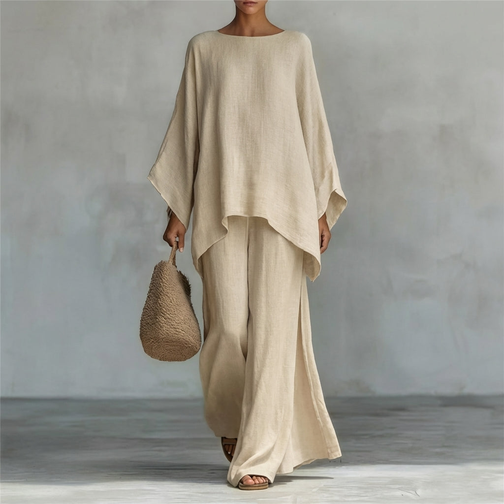 Cristina™ | Conjunto Suave de Dos Piezas con Mangas Largas y Pantalón Ancho