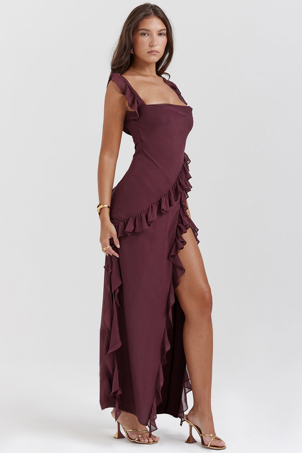 Amira | Dark Plum Strappy Maxi Dress