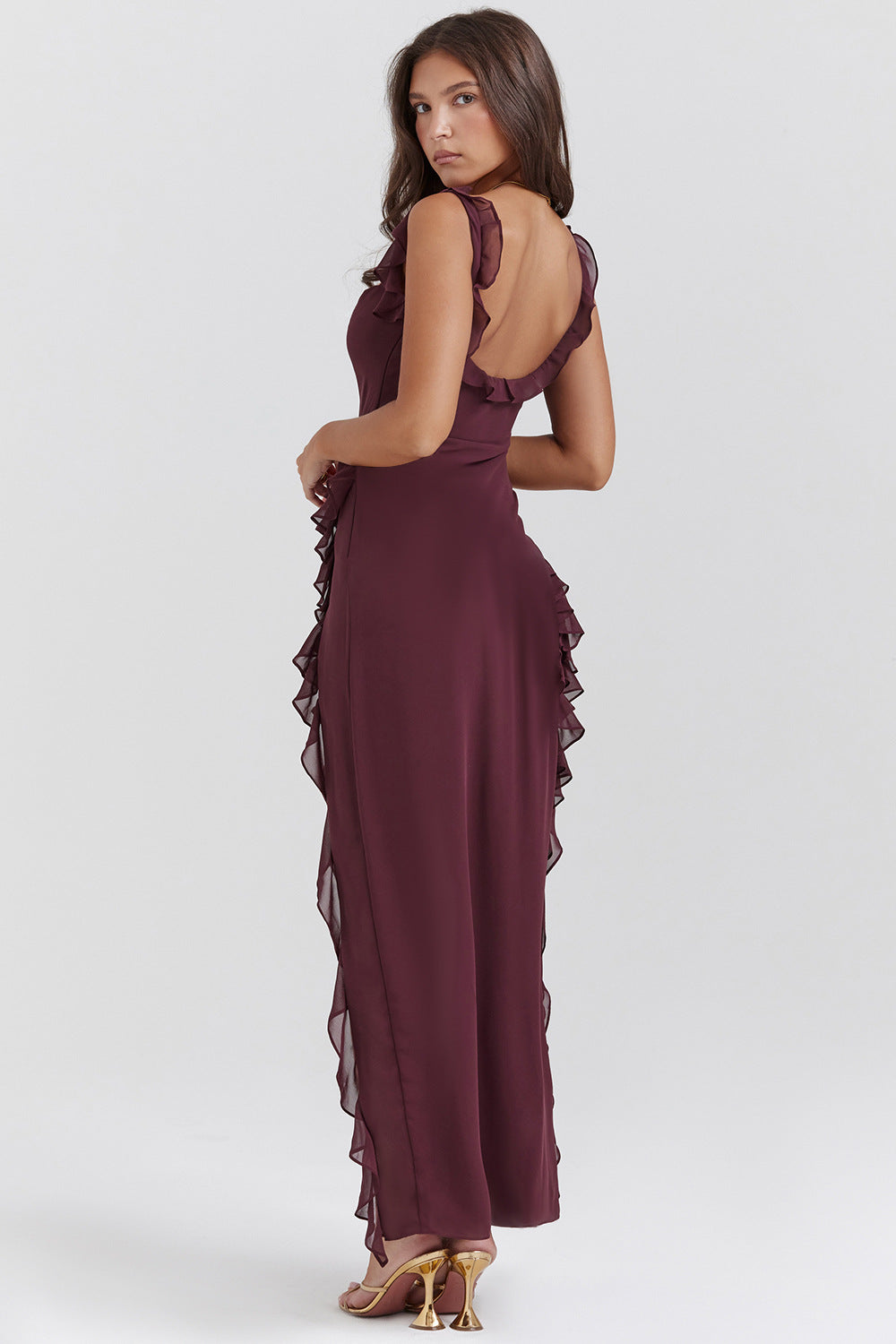 Amira | Dark Plum Strappy Maxi Dress