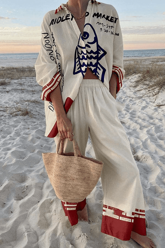 Linda conjunto dos piezas estampado estilo 1