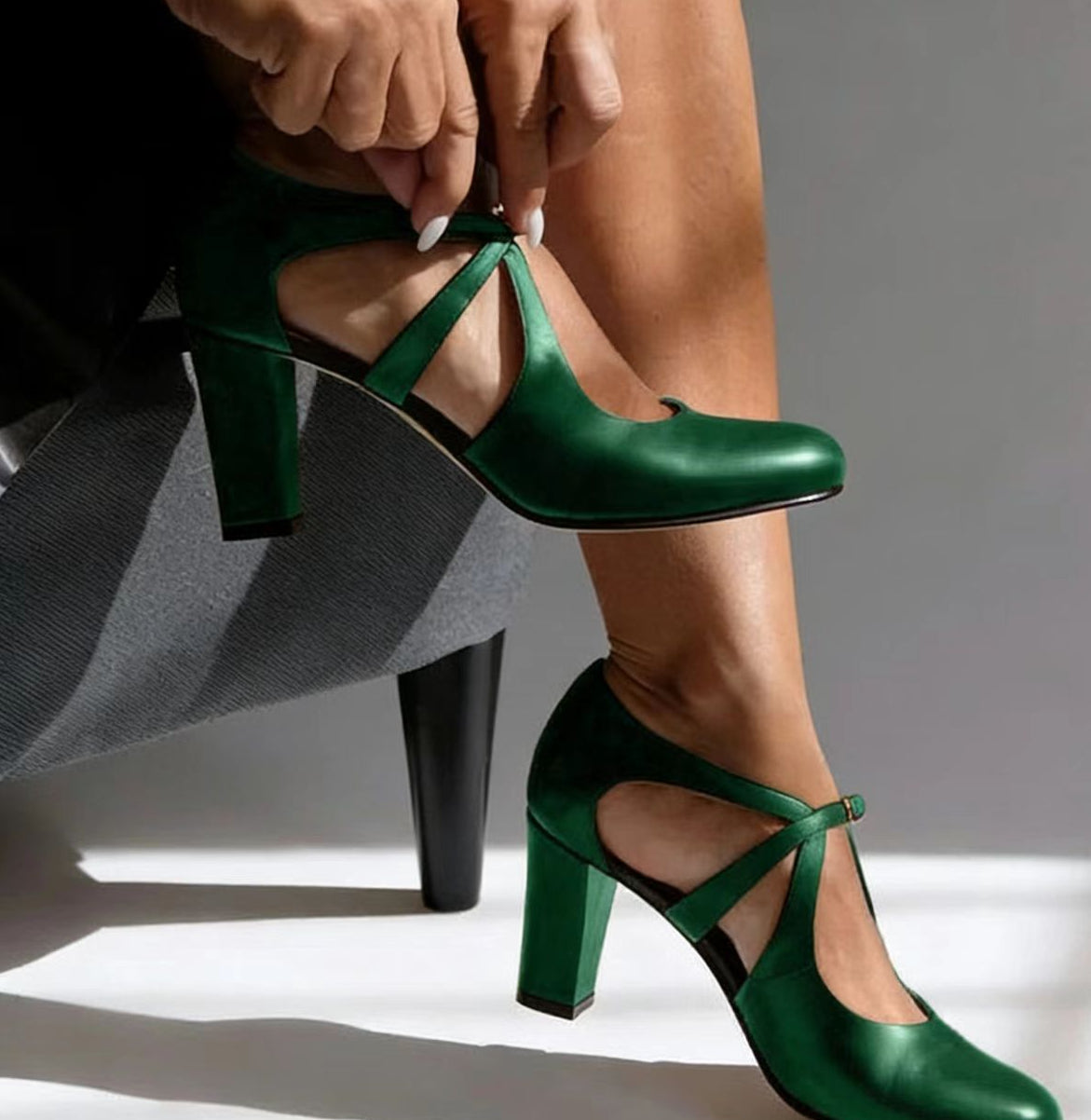 Camila | Elegant Leather Comfort Heels