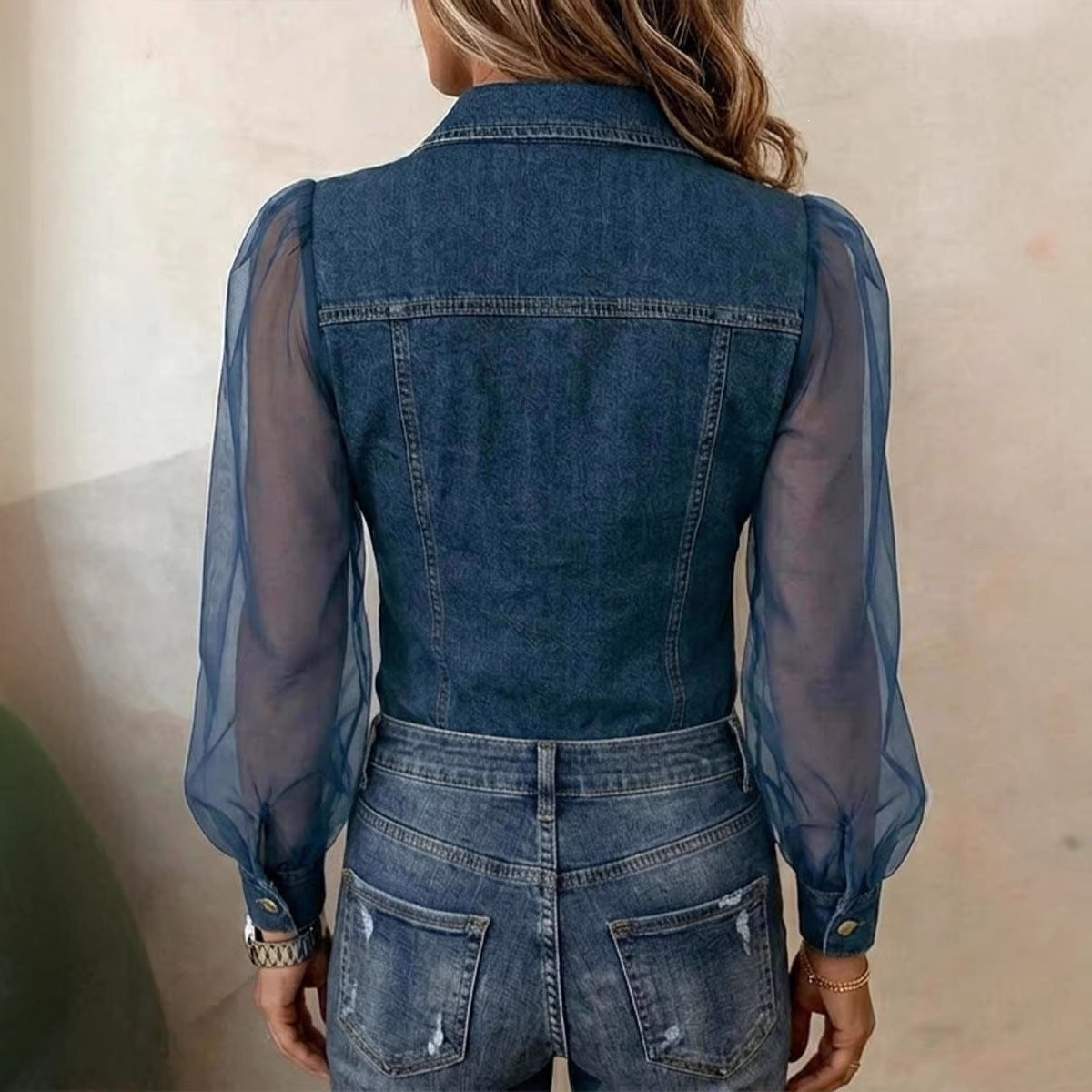 Valentina | Patchwork Denim Button Blouse