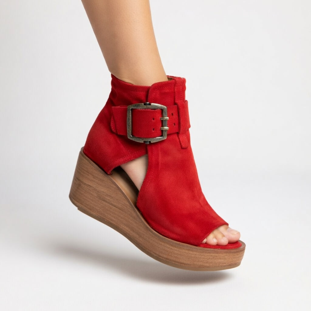 Lorena | Open-Toe Wedge Ankle Boots