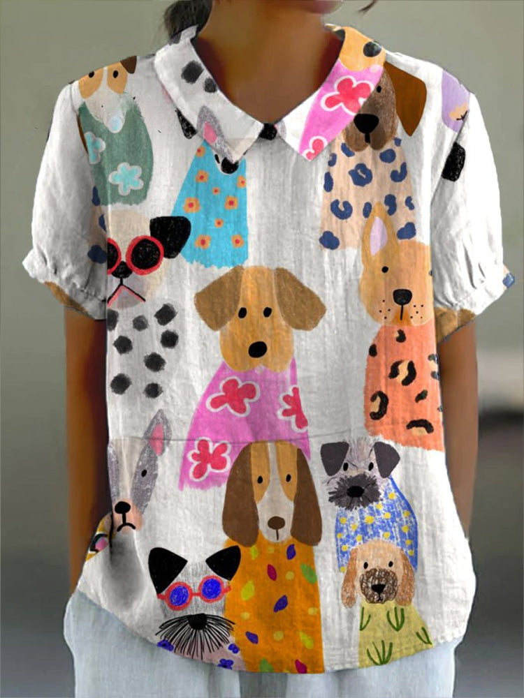 Andrea | Camisa con estampado de perros