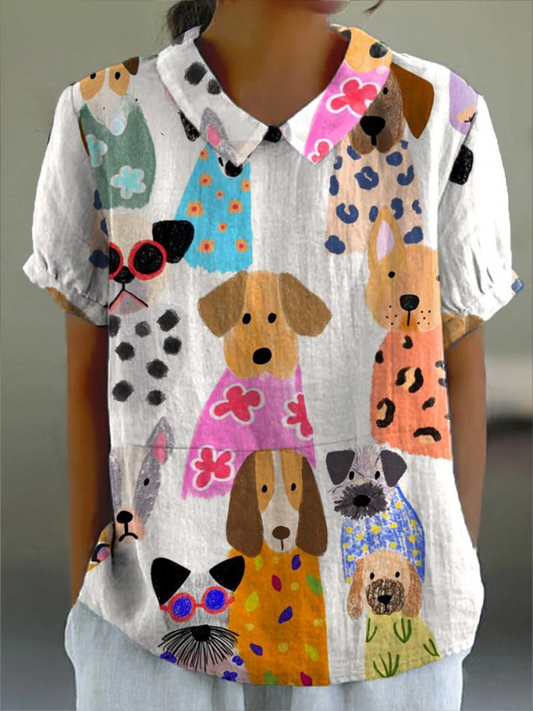 Andrea | Camisa con estampado de perros