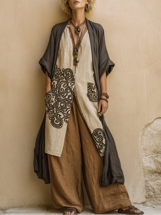 Giulia™ | Conjunto Bohemio Nómada de Tres Piezas con Estampado Tribal