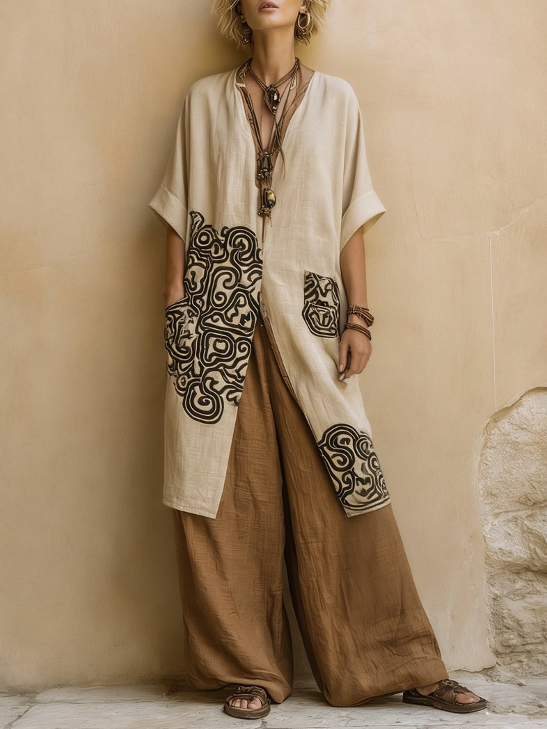 Giulia™ | Conjunto Bohemio Nómada de Tres Piezas con Estampado Tribal