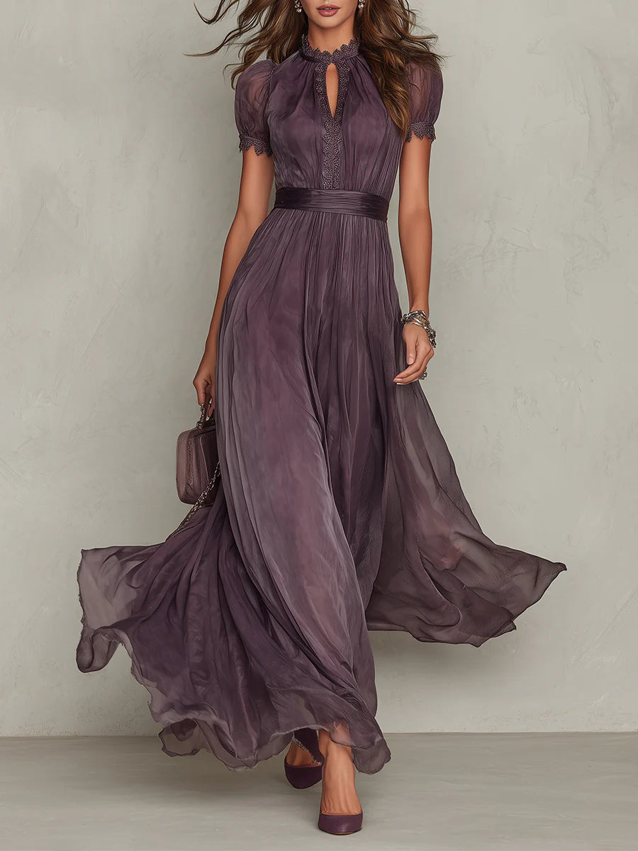 Flavia vestido largo lila encaje